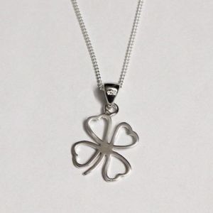 Silver Heart Clover 18" Necklace